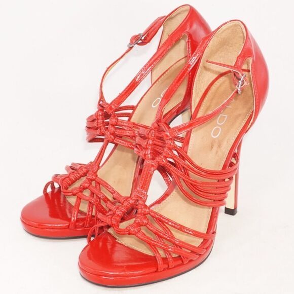 Aldo Red Patent Leather Open Toe Pumps, Size 36/6 - Picture 2 of 9
